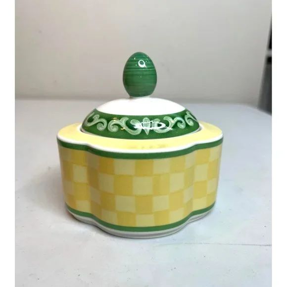 Villeroy Boch SWITCH 7 SUMMERHOUSE Cream Pitcher Sugar Bowl Set Yellow Green - Picture 4 of 12